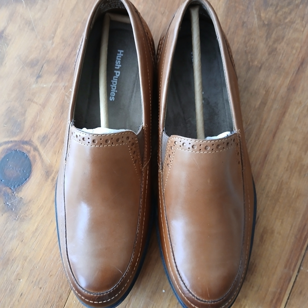 Men's Hush Puppies Brown Leather Slip-On Loafers Sx 11W.